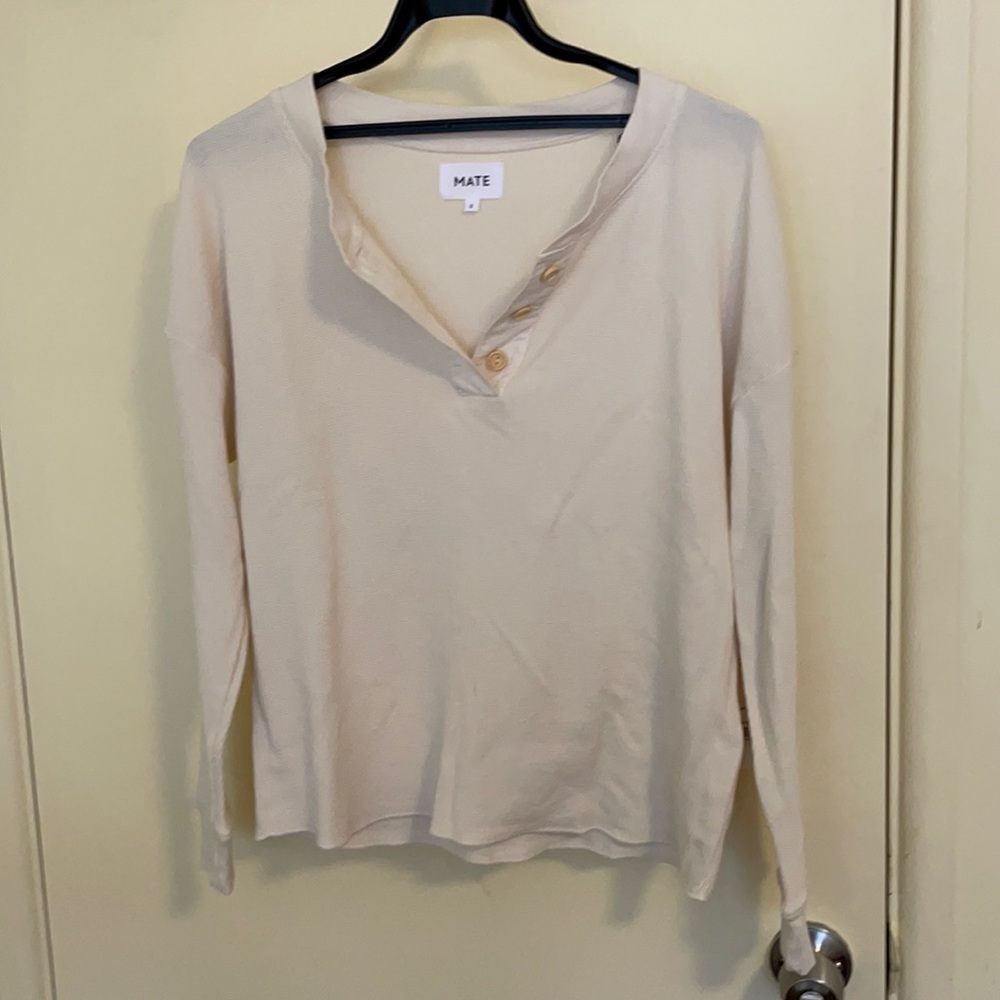 NWT MATE the Label Organic Thermal Henley in Bone Sz S